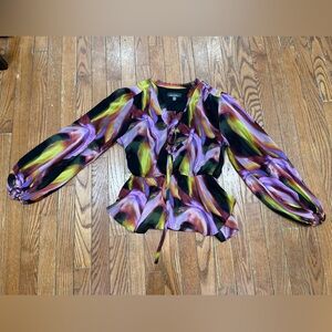 Nicole Miller Multicolor Abstract Blouse
